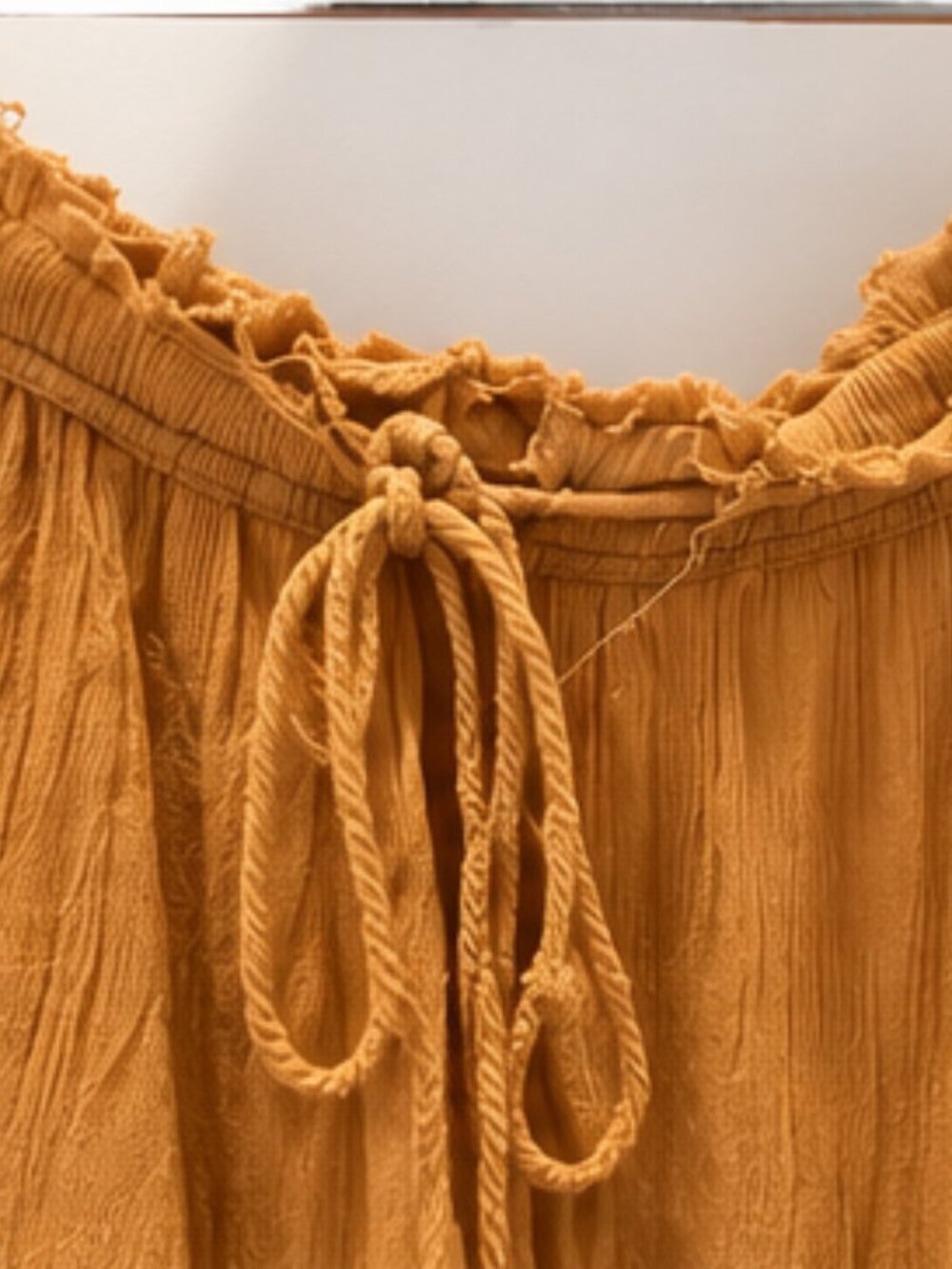 Free People Mustard Ruched Drawstring Ruffle Maxi Skirt โ S - Picture 4 of 6